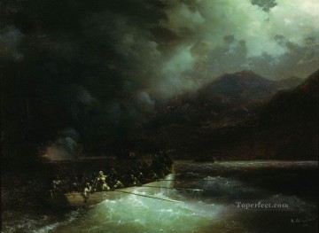 Paisajes Painting - Ivan Aivazovsky, la heroína Bobolina con cazadores, se rompe bajo una lluvia de disparos en un barco a través de la flota turca.